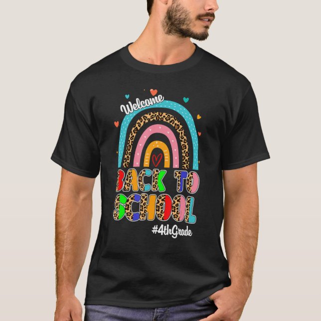 T-shirt Bienvenue Retour à l'école 4e année enseignant Rai (Devant)