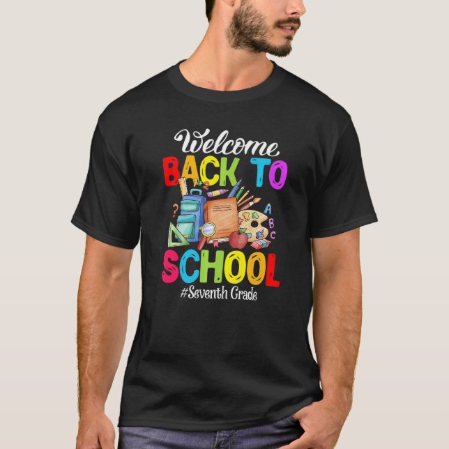 T-shirt Bienvenue Retour À L'École Mets De 7E Année (Devant)