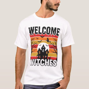 T-shirt Bienvenue sorcières design de gravure Halloween vi