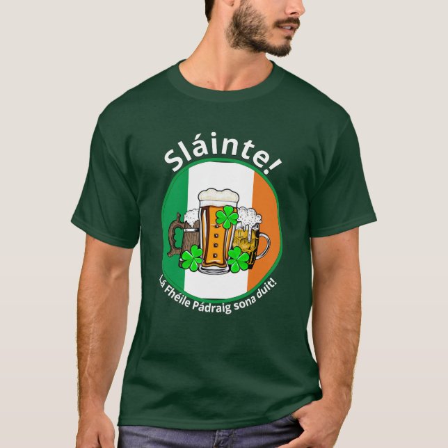 T-shirt Bière drapeau irlandais Jour de la Saint Patrick (Devant)