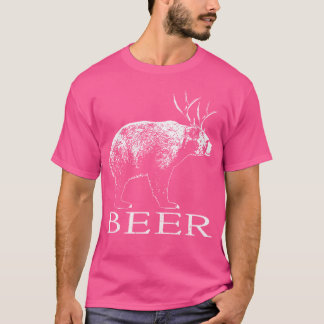 T-shirt Bière Funny Cross Bear Plus Cerf Equitable Bière D