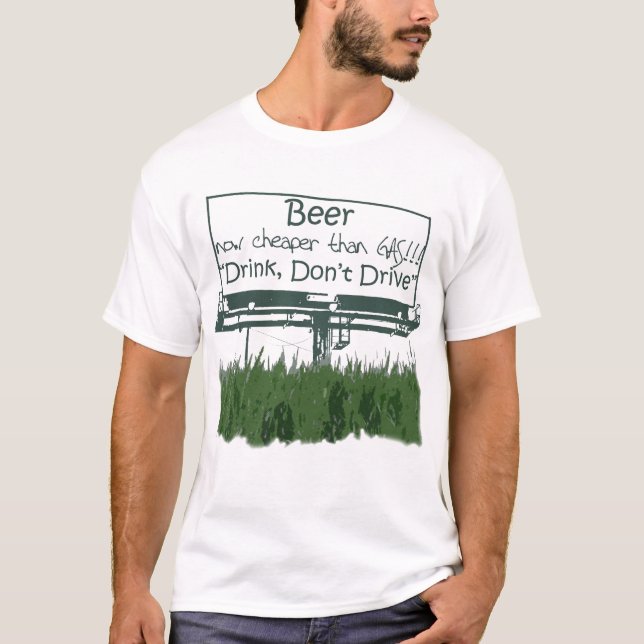 T-shirt Bière, maintenant meilleur marché que le gaz (Devant)