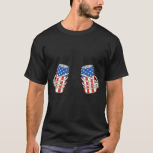 T-shirt Bière peut squelette main drôle 4 juillet américai