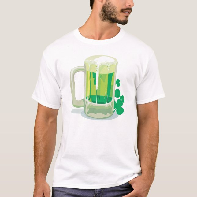 T-shirt Bière verte et Shamrock (Devant)