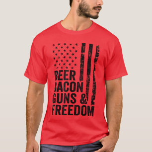 T-shirt Bières Bacon Armes Liberté USA BBQ Drapeau América