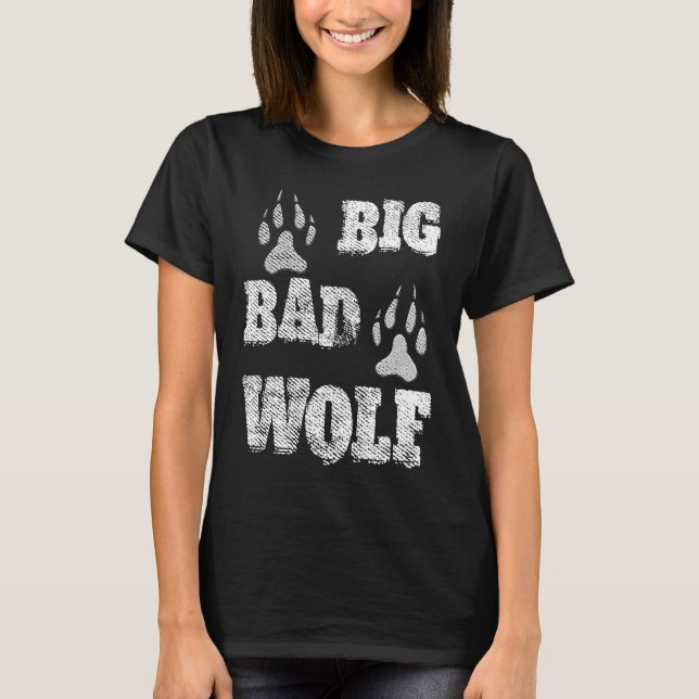 T-shirt BIG and evil wolf disstressed paw print (Devant)