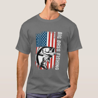 T-shirt Big Bass Pêche Patriotique US Drapeau Poisson