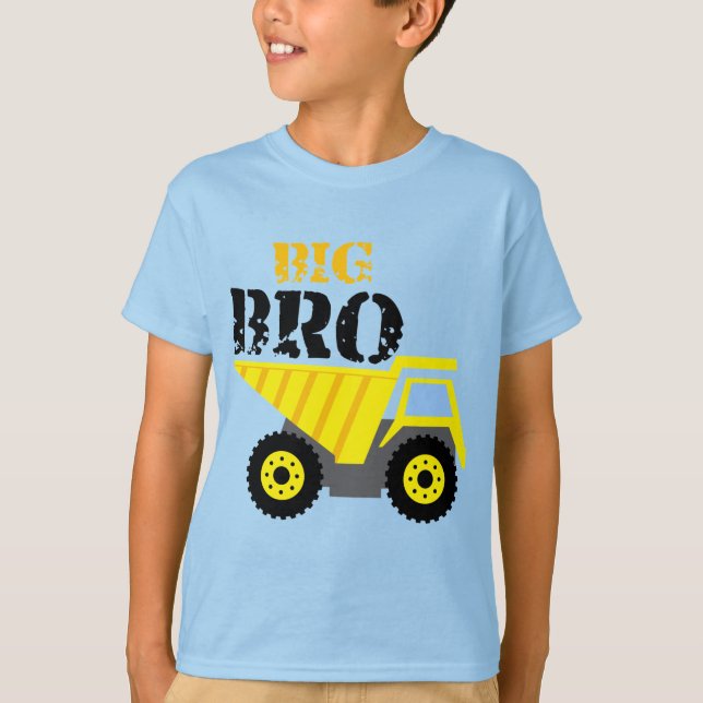 T-shirt Big Bro Construction Camion à vidange jaune (Devant)