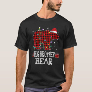 T-shirt Big Brother Bear Red Buffalo Plaid Big Brother Bea