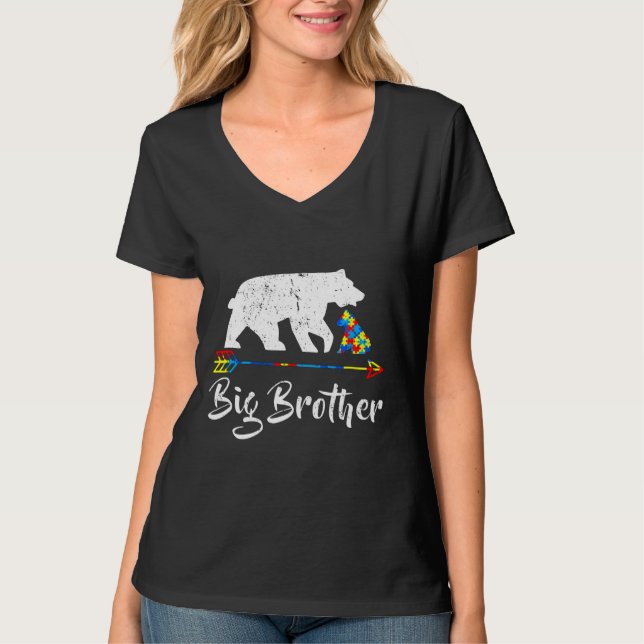 T-shirt Big Brother Bear Sensibilisation sur l'autisme Fie (Devant)
