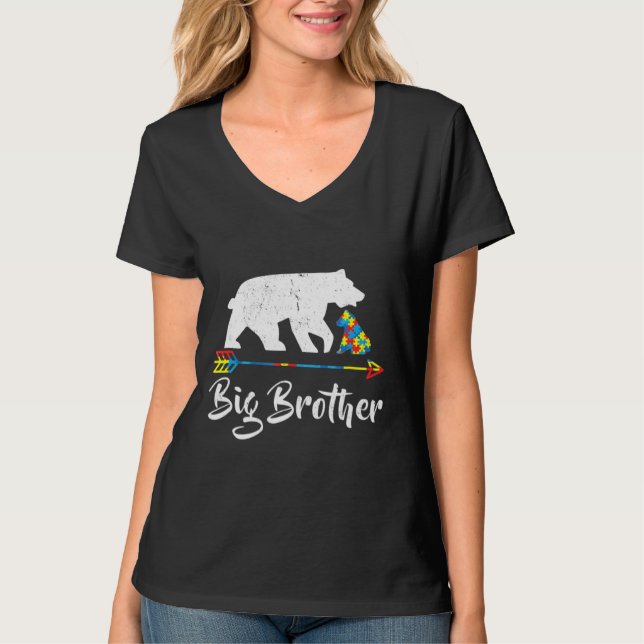 T-shirt Big Brother Bear Sensibilisation sur l'autisme Fie (Devant)