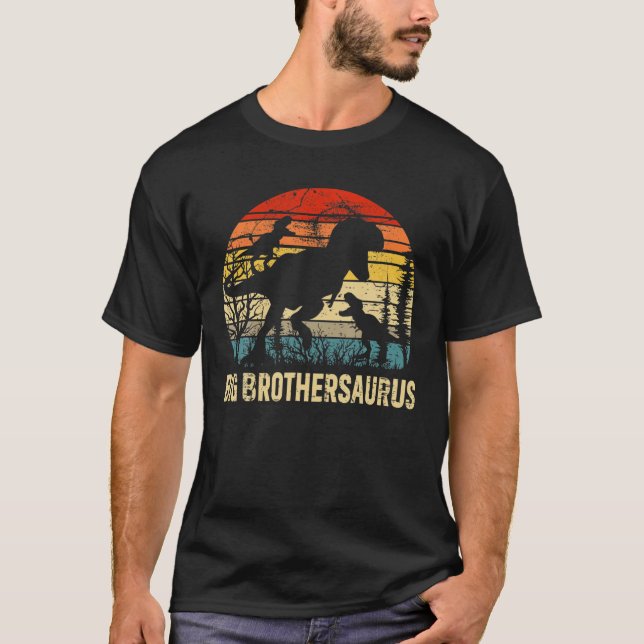 T-shirt Big Brother Dinosaur Big Brothersaurus 2 Deux enfa (Devant)