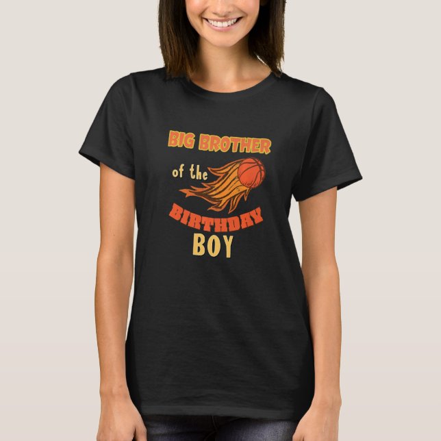 T-shirt Big Brother Of Birthday Boy Basketball Theme Match (Devant)