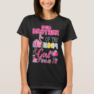 T-shirt Big Brother Of The Birthday Girl Flamant rose Thèm