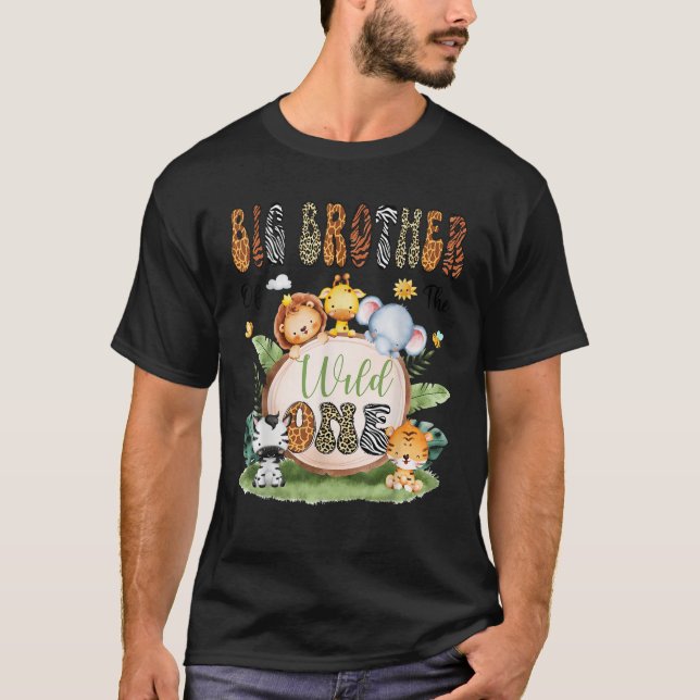T-shirt Big Brother Of The Wild One Safari Jungle 1St Birt (Devant)