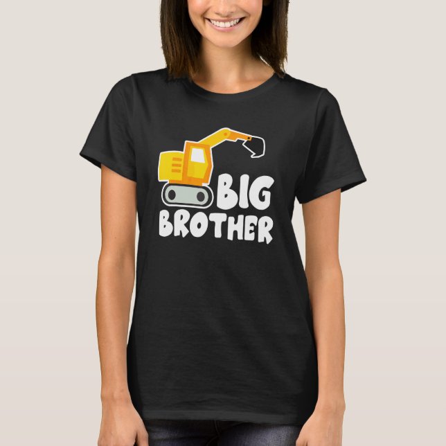 T-shirt Big Brother Tractor Toddler Excavator Cute (Devant)