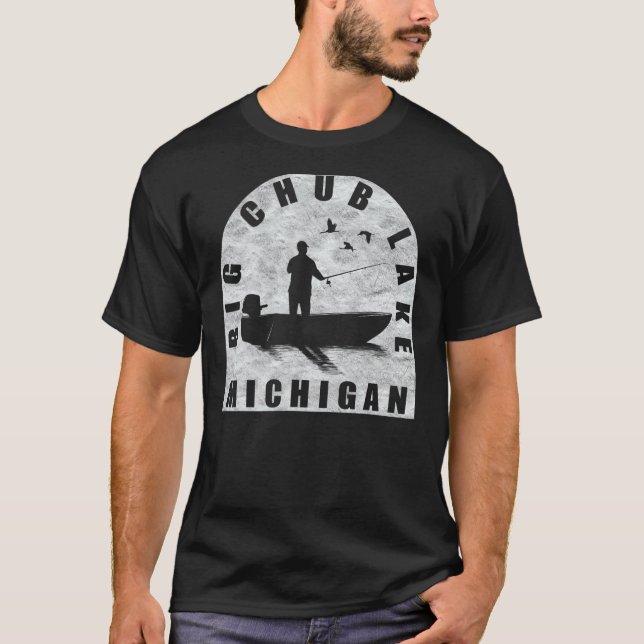 T-shirt Big Chub Lake Fishing Michigan (Devant)