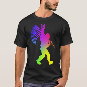 T-shirt Big Foot Rock Et Roll US Drapeau Pour Sasquatch Be