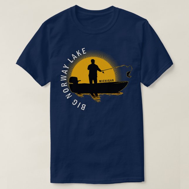 T-shirt Big Norway Lake Fishing Michigan Sunrise (Design devant)