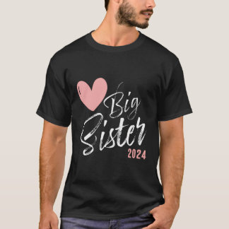 T-shirt Big Sister 2024 - Big Sis 2024 Heart Girl