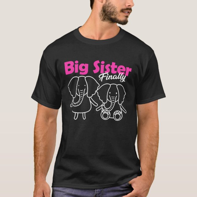 T-shirt Big Sister Finally Elephant (Devant)