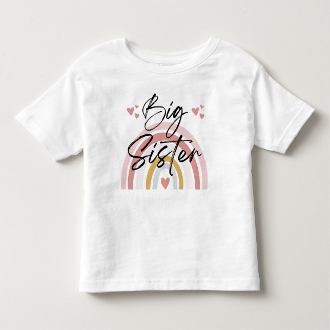 T - Shirt Big Sister Rainbow and Hearts (Vorderseite)