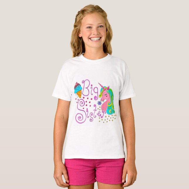 T-shirt "Big Sister" Unicorn Kids (Devant entier)