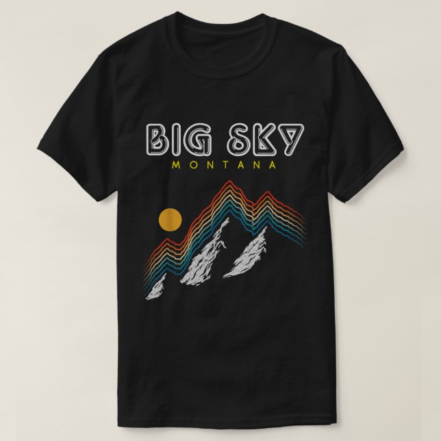 T-shirt Big Sky Montana - USA Station de ski 1980 Retro Co (Design devant)