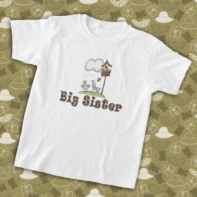 T-shirt Big Soeur Oiseau Whimsical Birhouse (Créateur téléchargé)