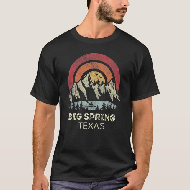 T-shirt Big Spring Texas Mountain Sunset Sunrise Kayaking (Devant)
