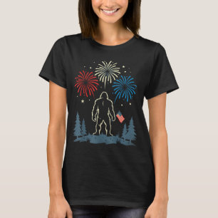 T-shirt Bigfoot 4 juillet drapeau américain feux d'artific