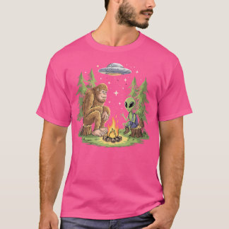 T-shirt Bigfoot Amusant Et Alien Feu De Campement Sur Sasq