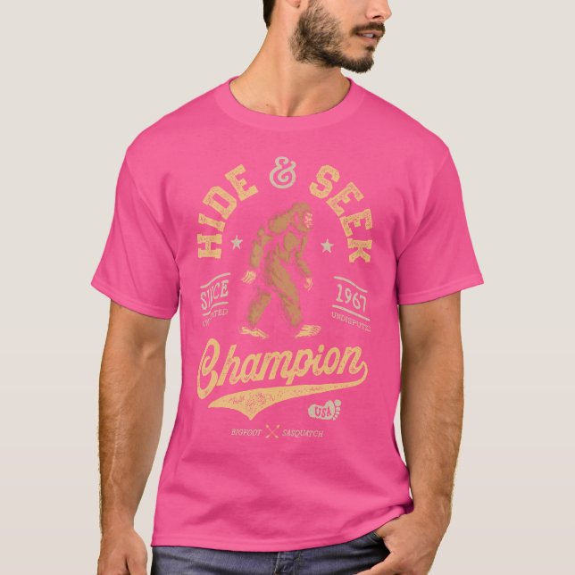 T-shirt Bigfoot Cacher Et Chercher Champion Drôle Sasquatc (Devant)