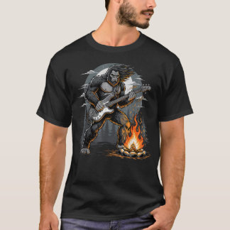 T-shirt Bigfoot Cool Jouant de la Guitare Basse Sasquatch