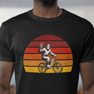 T-shirt Bigfoot Cyclisme Retro coucher de soleil Silhouett