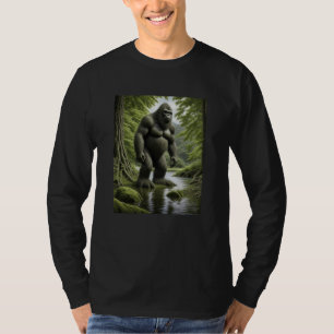 T-shirt Bigfoot debout dans un dessin animé de ruisseau 