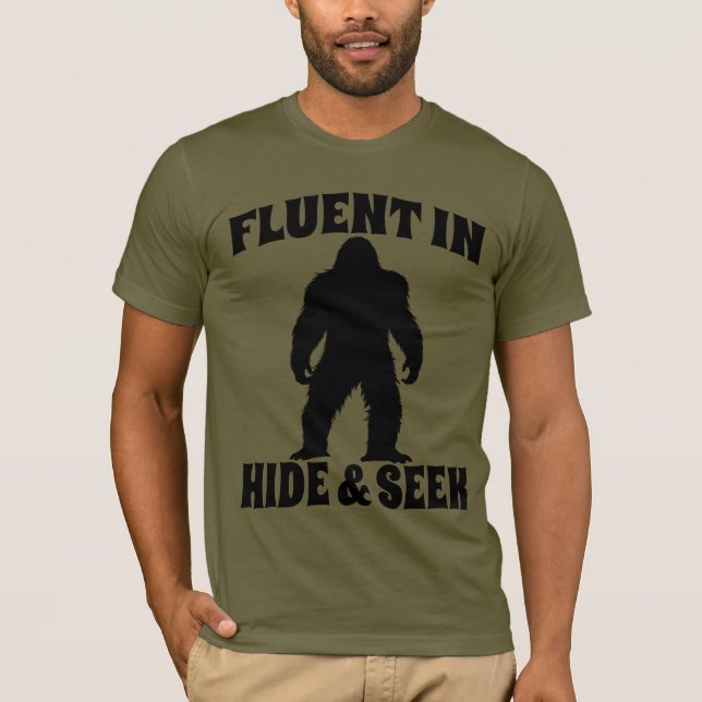T-shirt Bigfoot Drôle - Courant en Cache-Cache (Devant)