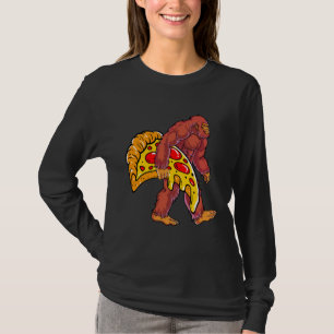T-shirt Bigfoot drôle marcher avec grande tranche de pizza