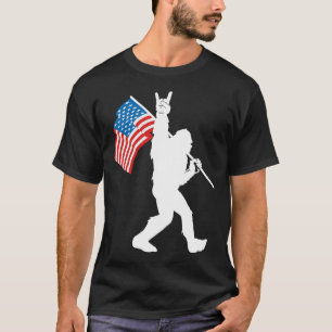 T-shirt Bigfoot drôle Rock And Roll Drapeau Usa pour Sasqu