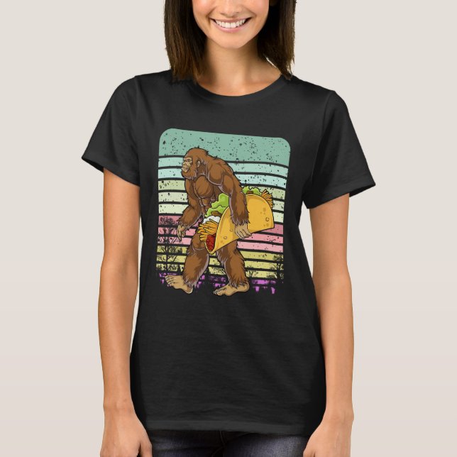 T-shirt Bigfoot Drôle Tenant Un Taco (Devant)