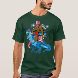T-shirt Bigfoot équitation Dinosaur T-rex 4 juillet