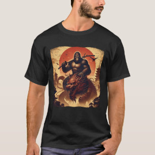 T-shirt Bigfoot Gorille Dragon Ride Samouraï Katana Japona