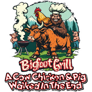 T-shirt Bigfoot Grill Une Vache poulet & Porc Promenade da