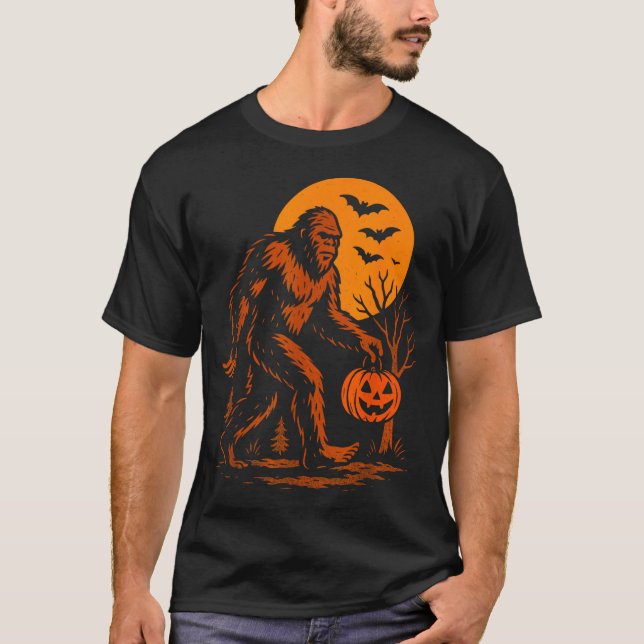 T-shirt Bigfoot Halloween Sasquatch Jack O Lantern  (Devant)