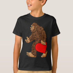 T-shirt Bigfoot Heart Valentine's Day Boys Girls Kids Sasq