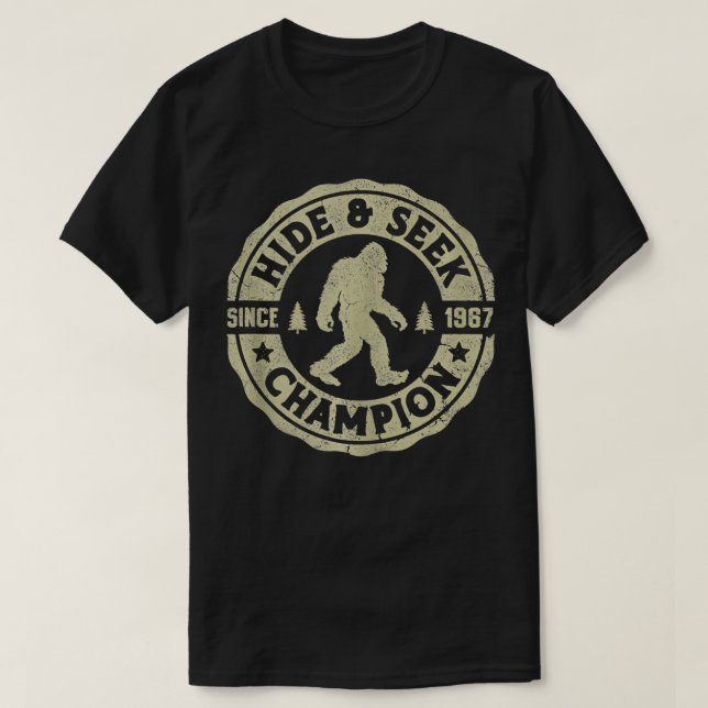 T-shirt Bigfoot Hide And Seek Champion Funny Sasquatch Ret (Design devant)
