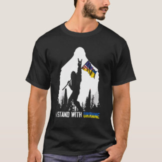 T-shirt Bigfoot Je Me Trouve Avec L'Ukraine Pavillon Ukrai