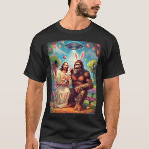 T-shirt Bigfoot lapin drôle Pâques jésus sasquatch selfie 