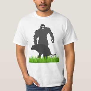 T-shirt Bigfoot marchant son chien