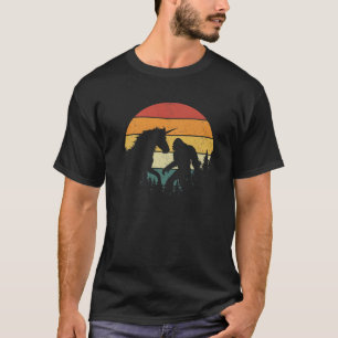 T-shirt Bigfoot Marcher Unicorn Cheval équitation Retro Fu